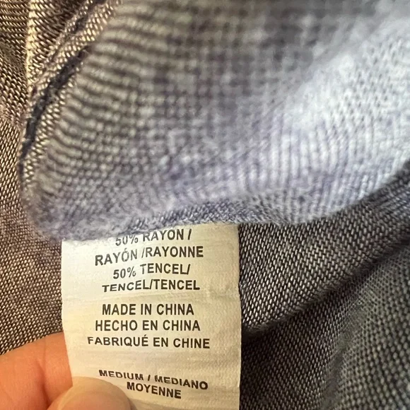 Rails Kendra Plaid Flannel Button Front Shirt Chambray Lined in Indigo sz M - Picture 10 of 14